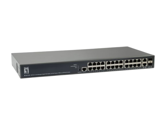 26-Port L3 Lite Managed Gigabit PoE Switch, 24 PoE Outputs, 185W, 2 x SFP/RJ45 Combo