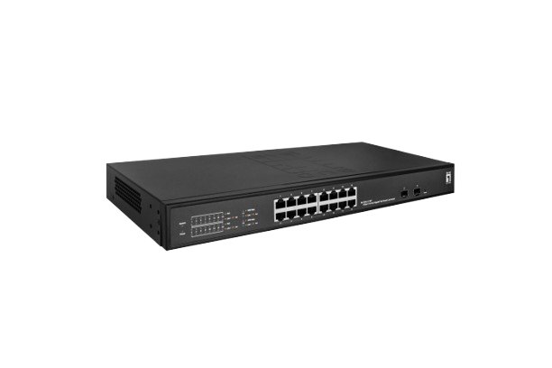 Hilbert 18-Port Gigabit PoE Smart Lite Switch, 16 PoE Outputs, 2 x Gigabit SFP, 802.3at/af PoE, 230W PoE Power Budget