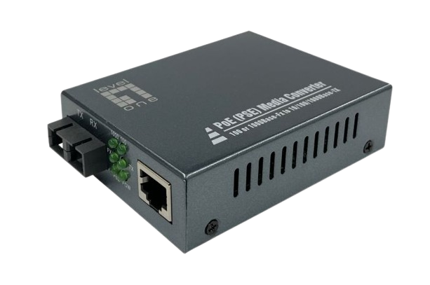 RJ45 to SC Gigabit Media Converter, MMF PoE PSE, 0.5km