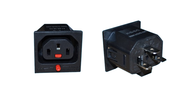 IEC Lock C13 socket  6.3 TERM 1.5 PANEL THK BLACK
