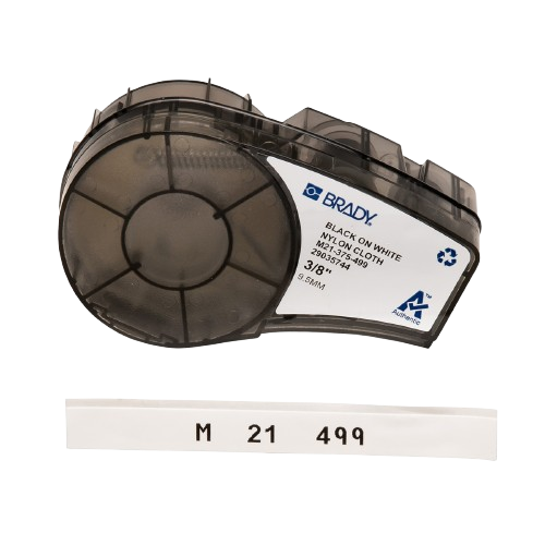 Label - Nylon Cloth B-499 / Black on White - 9.53mm x 4.88m