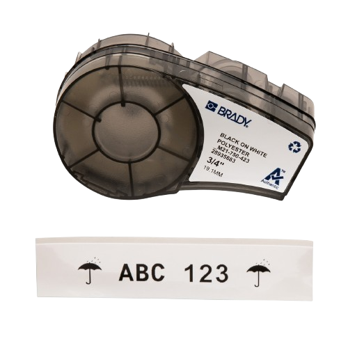 Label - Polyester B-423 / Black on White - 19.05mm x 6.4m